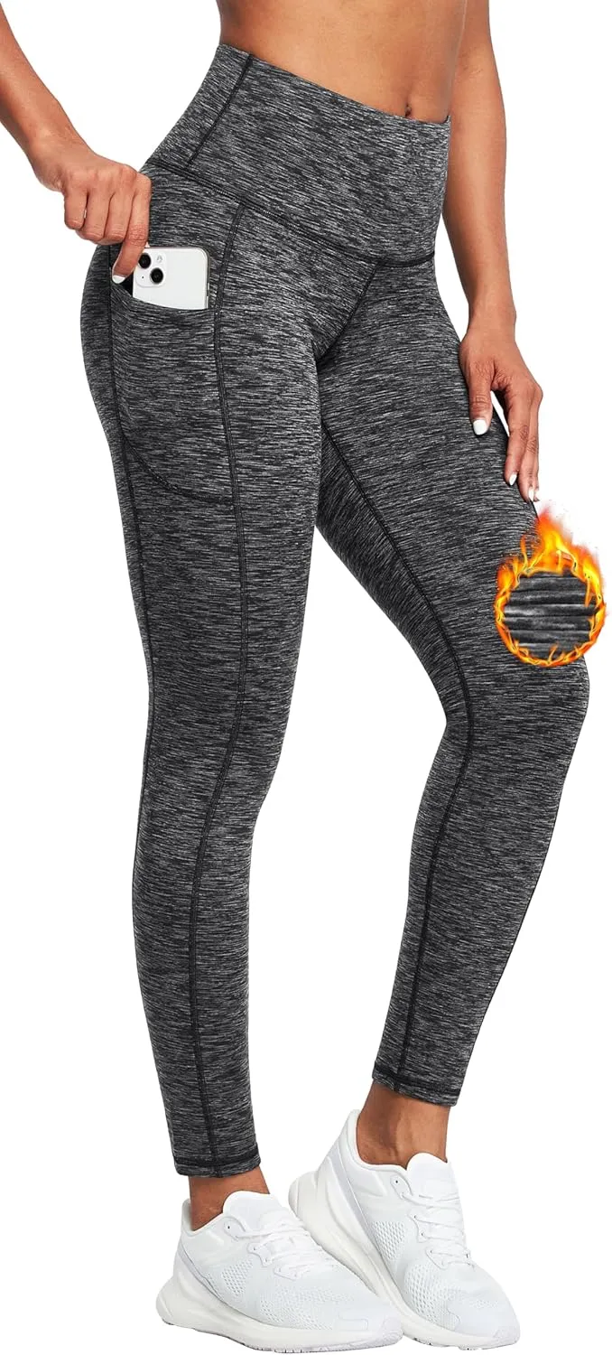 IUGA Fleece Lined Leggings with Pockets for Women Thermal Leggings for Women High Waisted Yoga Pants Winter Workout Leggings