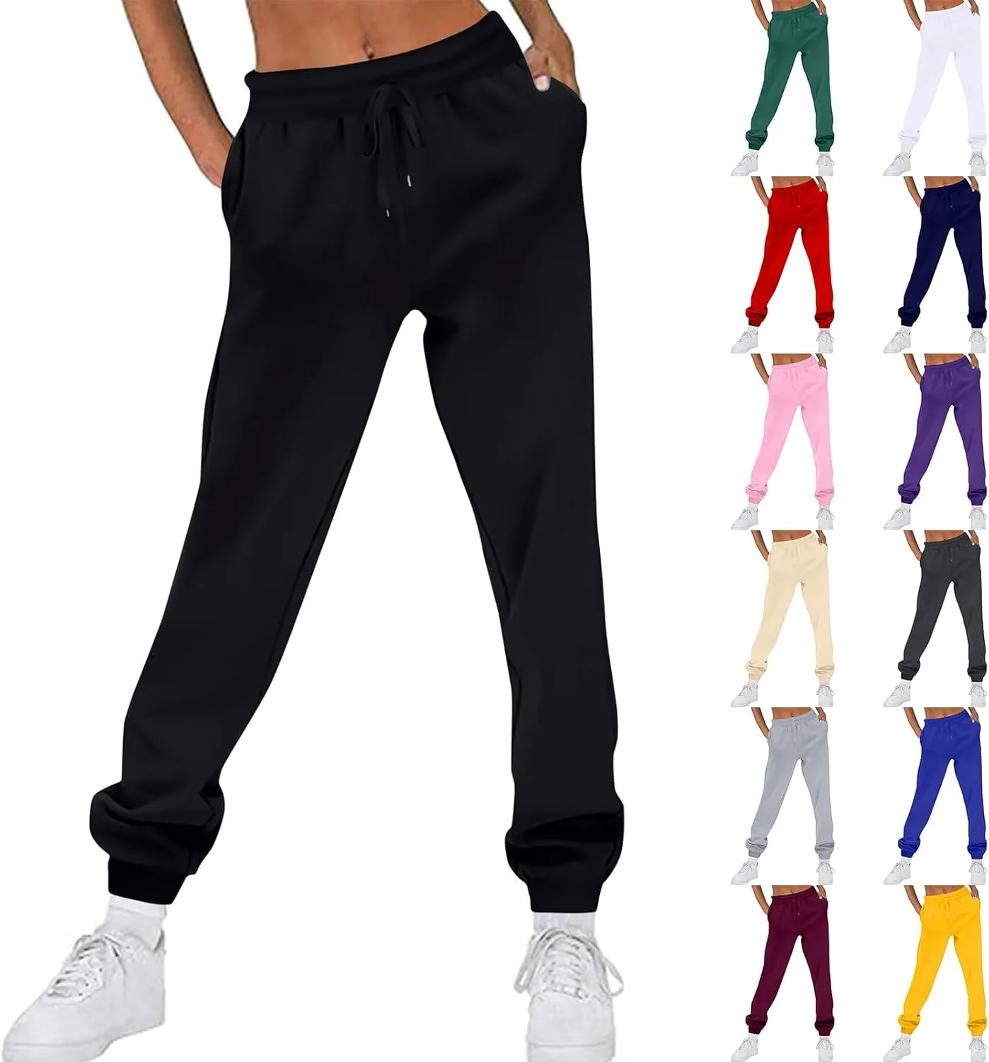 Joggers for Women High Waisted Drawstring Baggy Sweatpants Casual Fleece Joggers with Pockets Athletic Pant