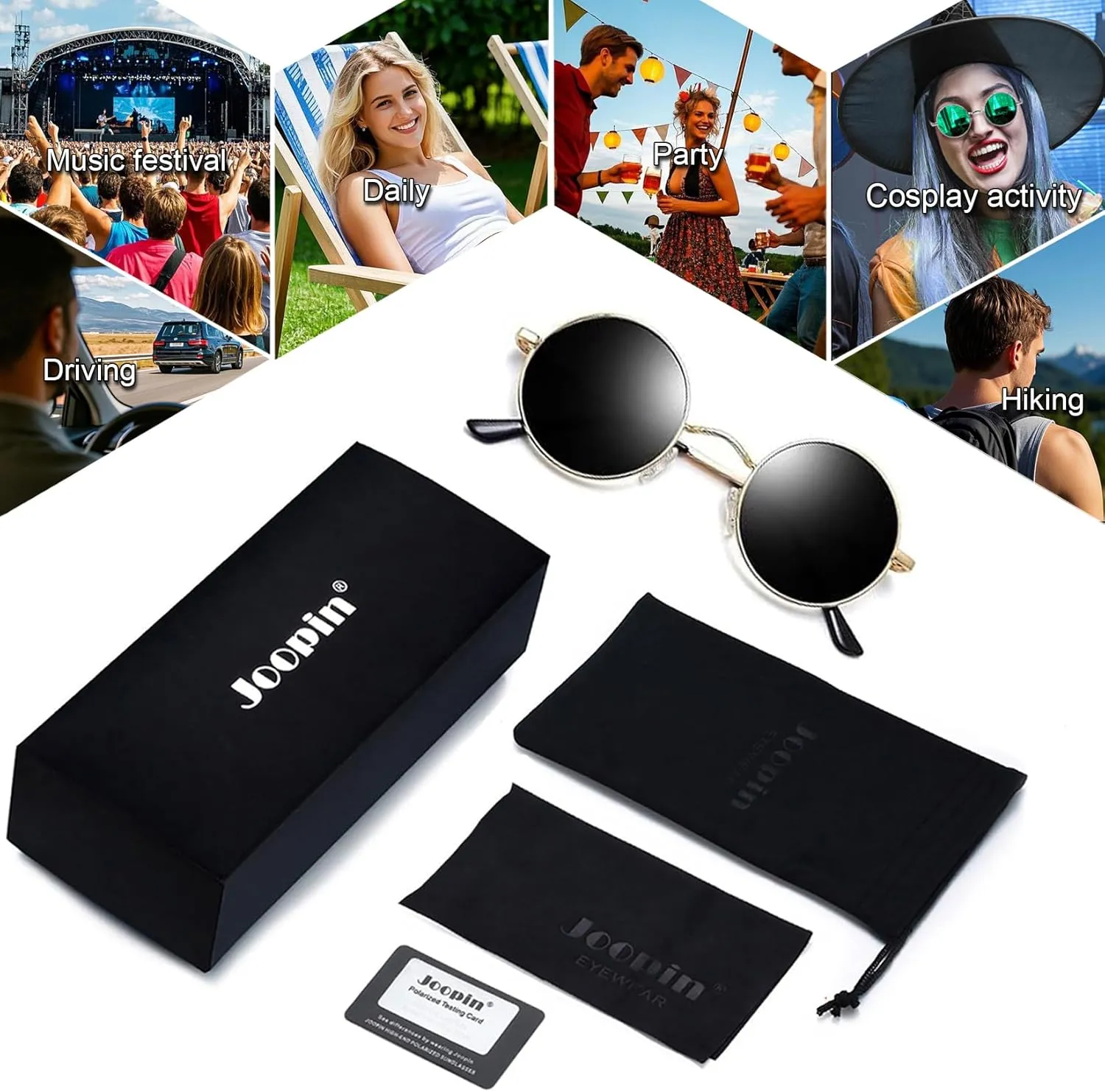 Joopin Hippie Round Sunglasses for Women Men Small Circle Sun Glasses Polarized UV400 Protection