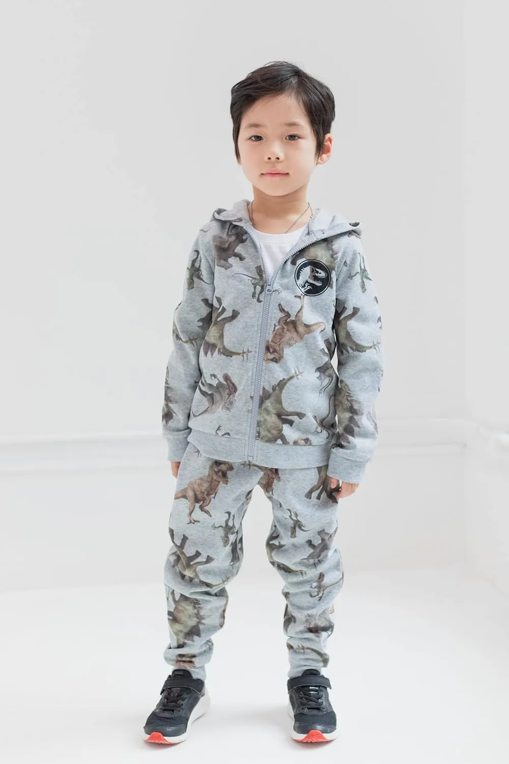 Jurassic World Dinosaur T-Rex Fleece Zip Up Hoodie Set Little Kid to Big Kid
