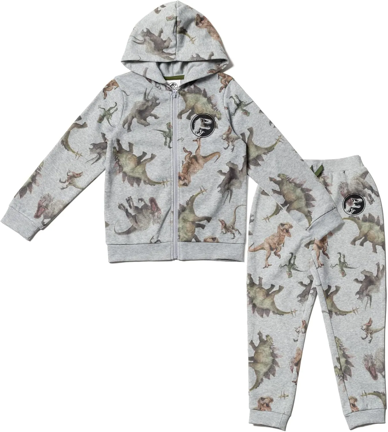 Jurassic World Dinosaur T-Rex Fleece Zip Up Hoodie Set Little Kid to Big Kid