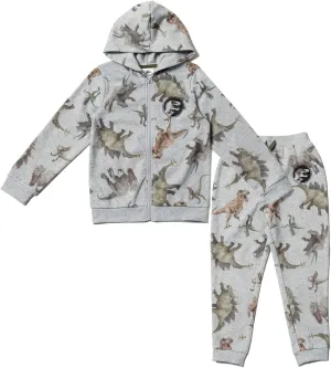 Jurassic World Dinosaur T-Rex Fleece Zip Up Hoodie Set Little Kid to Big Kid