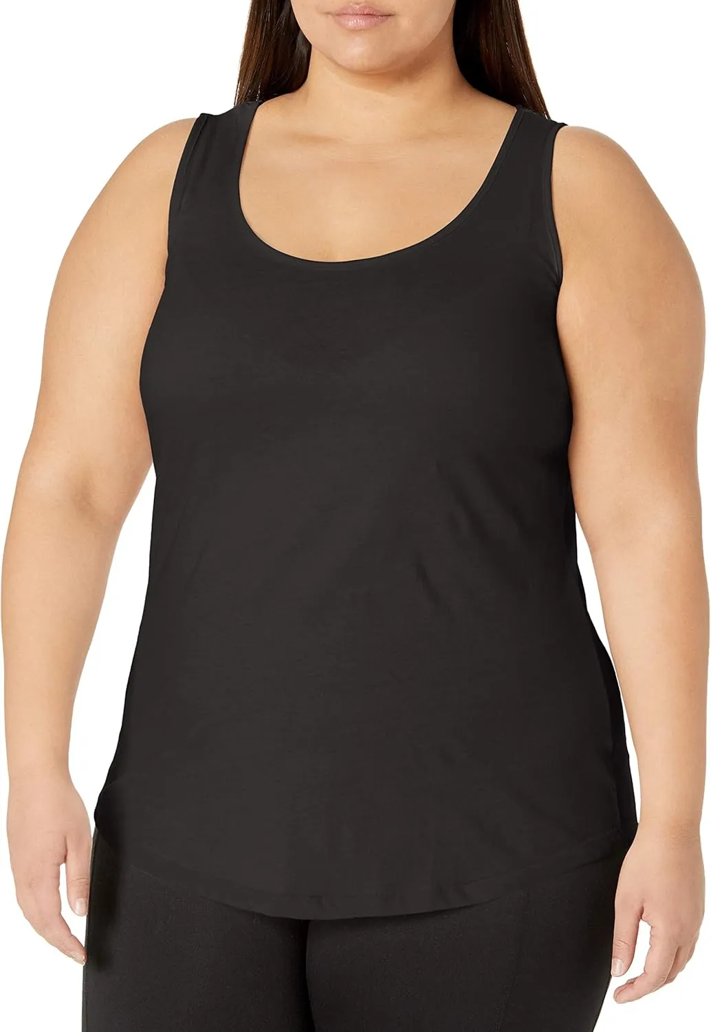 JUST MY SIZE Women's Size Cotton Jersey Shirttail Tank Top, Plus Sleeveless Shirts