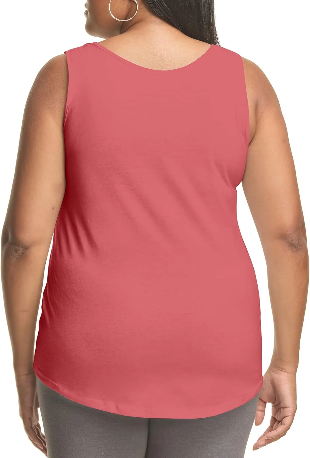 JUST MY SIZE Women's Size Cotton Jersey Shirttail Tank Top, Plus Sleeveless Shirts