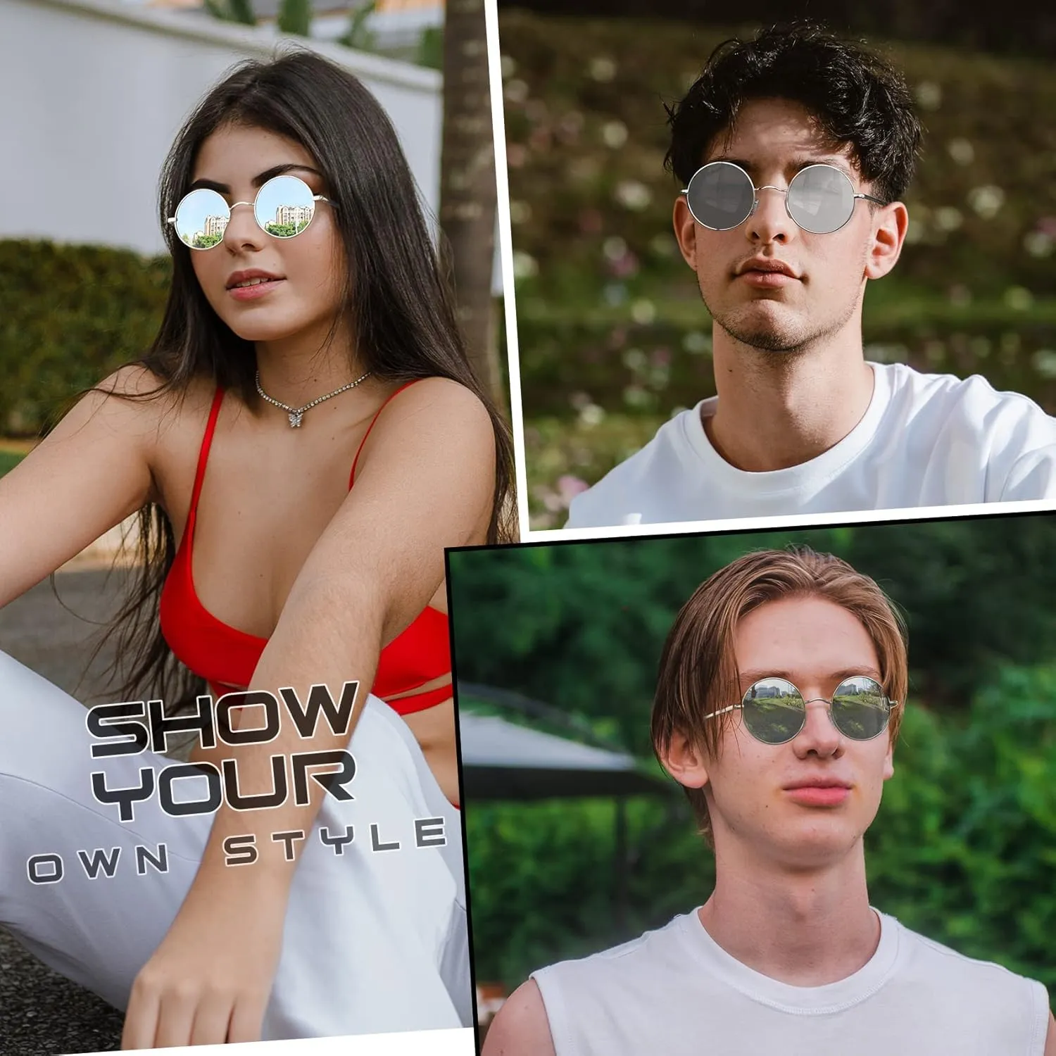 KANASTAL Polarized Round Sunglasses for Women Men Circle Hippie Style Sun Glasses UV400 Protection Halloween Cosplay