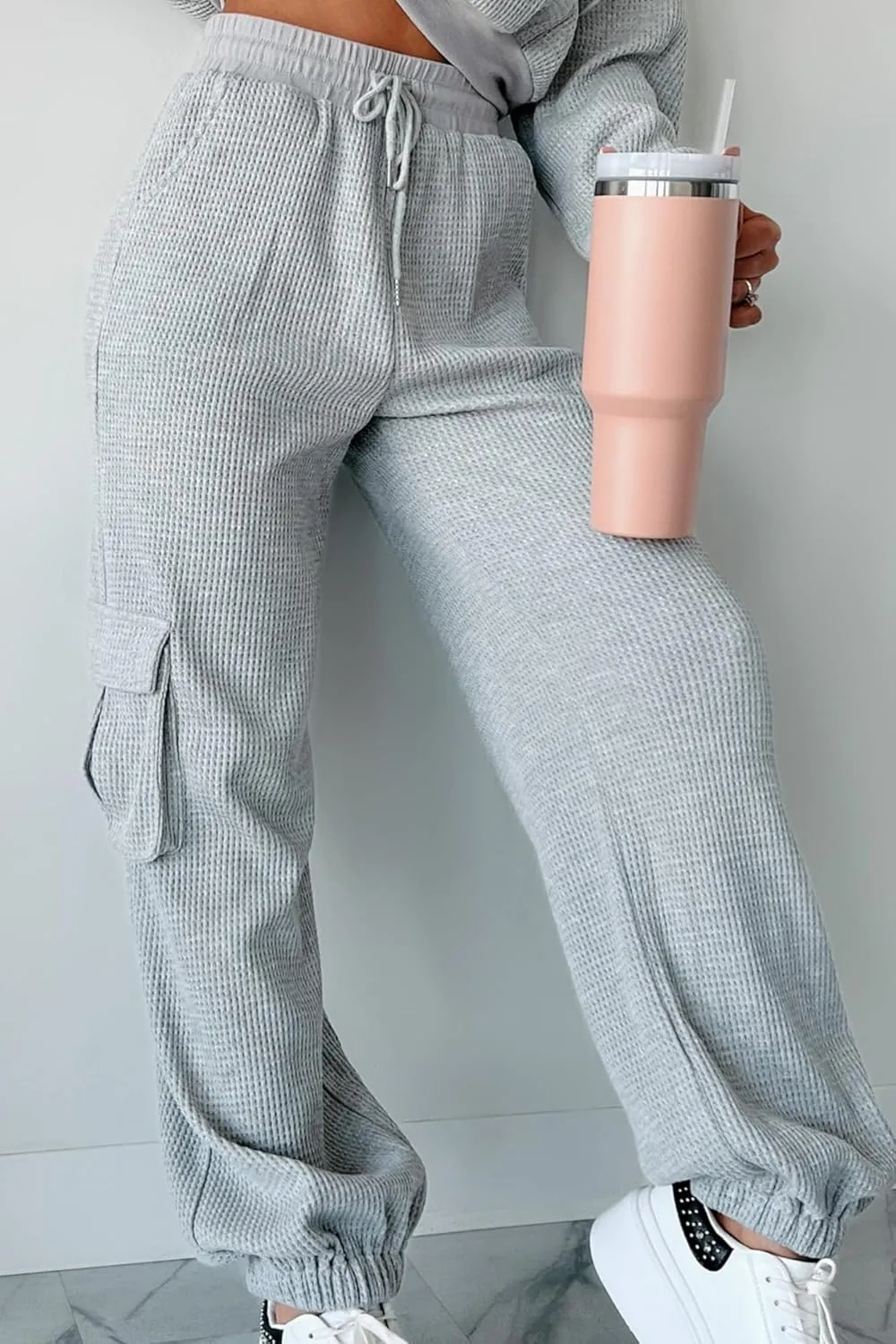 Kedera Womens Waffle Knit Pajamas Sets 2 Piece Outfits Knit Long Sleeve Pullover and Pants Sweatsuits