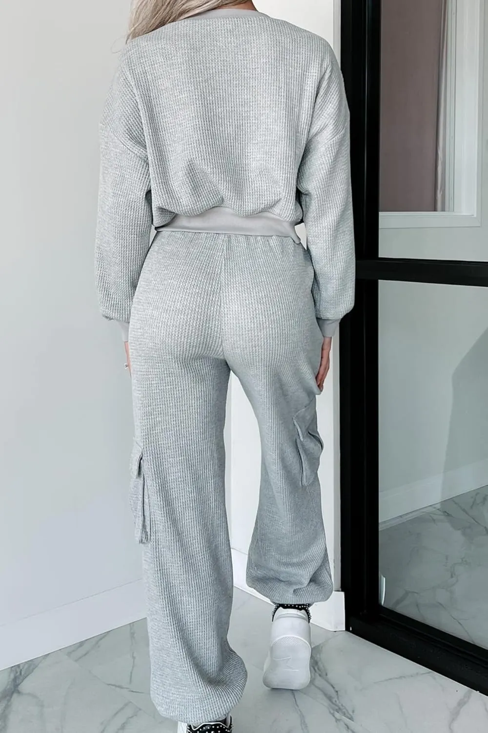Kedera Womens Waffle Knit Pajamas Sets 2 Piece Outfits Knit Long Sleeve Pullover and Pants Sweatsuits