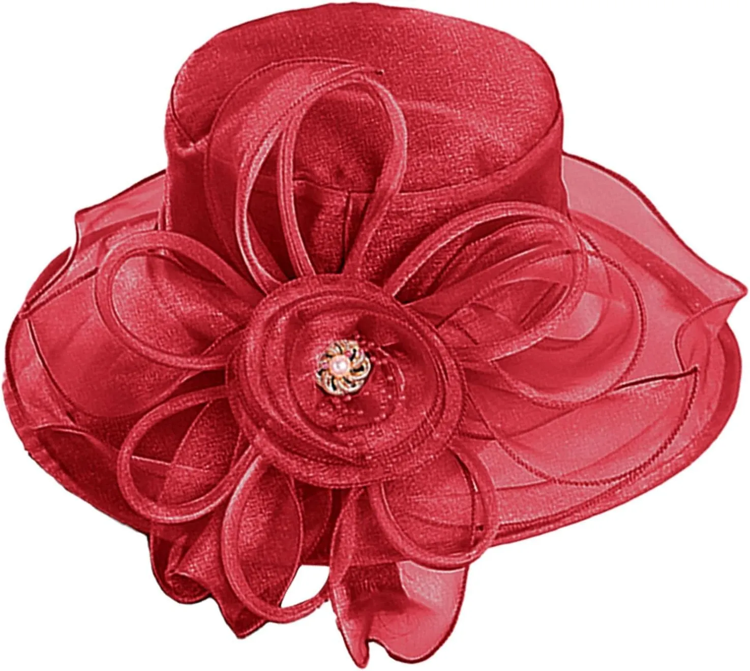 Kentucky Church Derby Hat Wide Brim Organza Flounce Elegant Cocktail Tea Party Bridal Wedding Fascinator Dress Hat