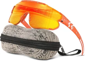 Kids Baseball Polarized Sunglasses: Sports Sunglasses for Boys Girls 3-12 Youth Sun Glasses for Cycling Running (orange frame orange lens,64mm)