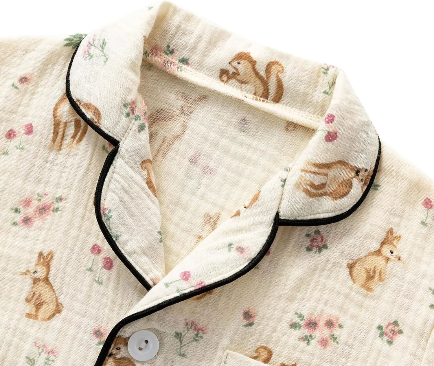 Kids Short Sleeve Pajama Set 100% Cotton Button Down Sleepwear Little Big Girls Boys Summer Soft Lounge Set 3-9 Years
