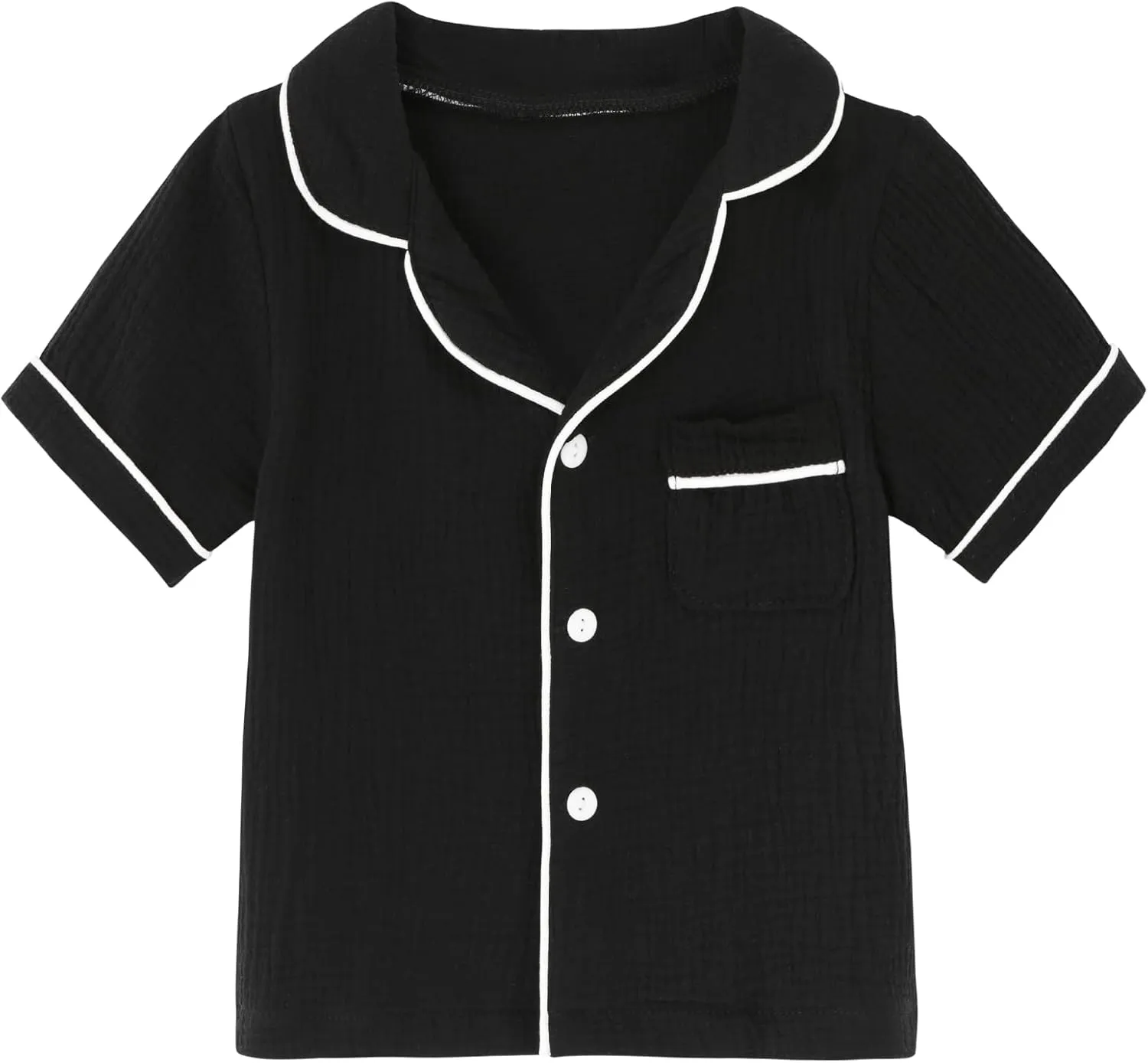 Kids Short Sleeve Pajama Set 100% Cotton Button Down Sleepwear Little Big Girls Boys Summer Soft Lounge Set 3-9 Years