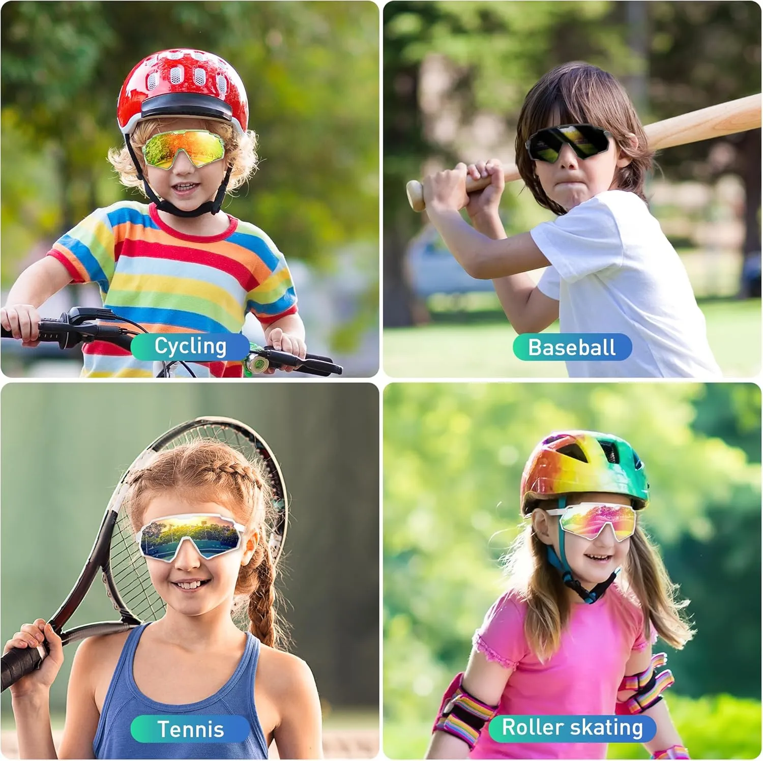 Kids Sunglasses Sports Youth Baseball Sunglass for Boys Girls Polarized Sunglasses - Kids Cycling Glasses for Tennis