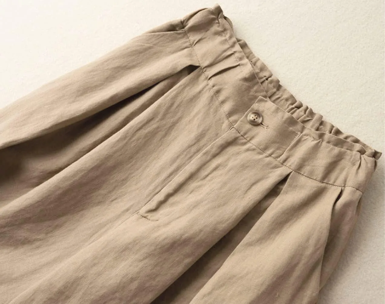 Kinghua Wide Leg Linen Shorts for Women Elastic High Waisted Pleated Casual Loose Bermuda Shorts