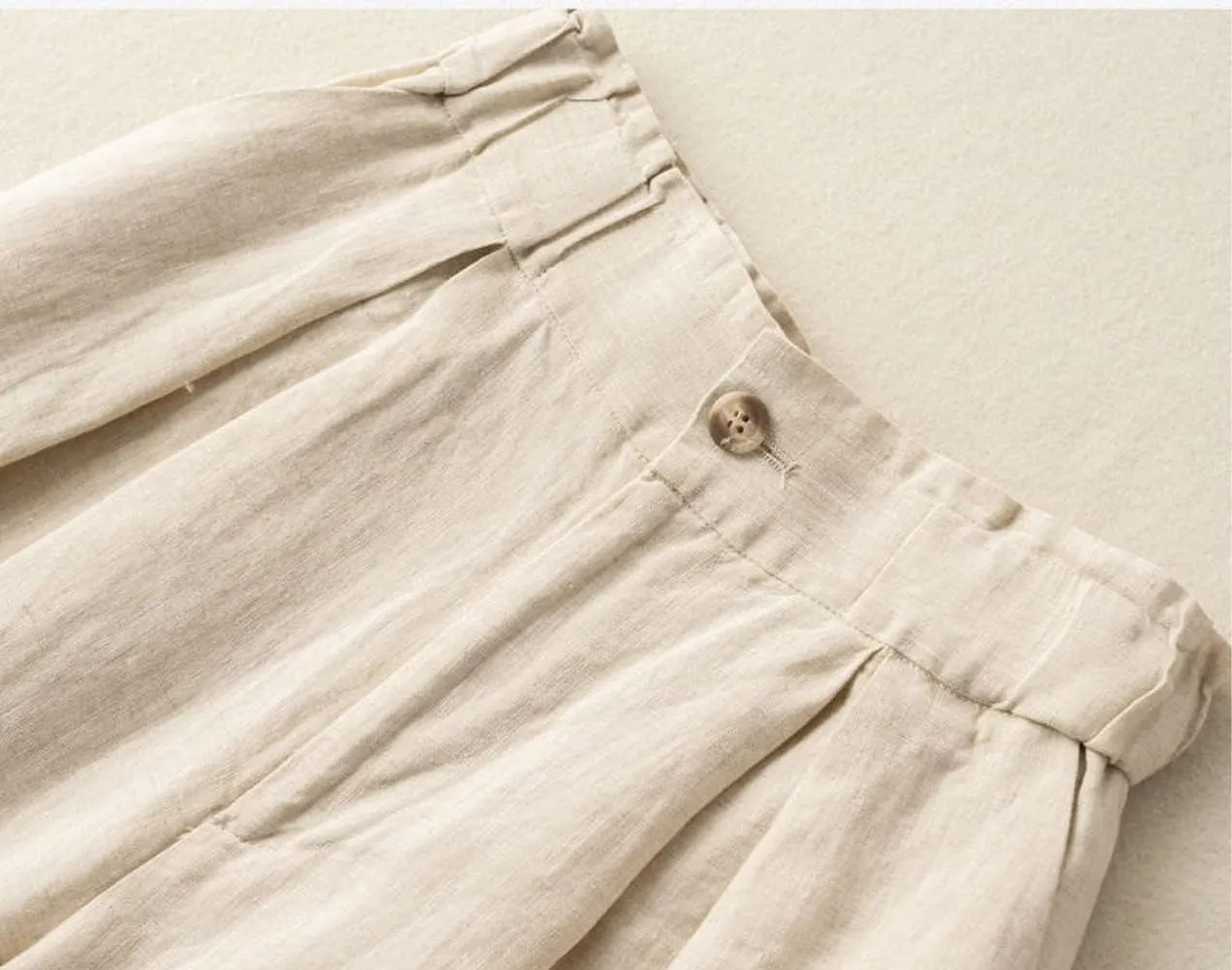 Kinghua Wide Leg Linen Shorts for Women Elastic High Waisted Pleated Casual Loose Bermuda Shorts