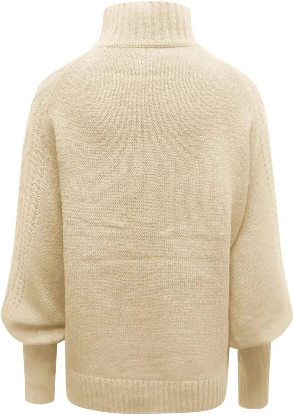 Ladies Mid Neck Sweater Loose Long Sleeve Knit Solid Color Sweater Pullover Top Chunky Sweaters Pullover