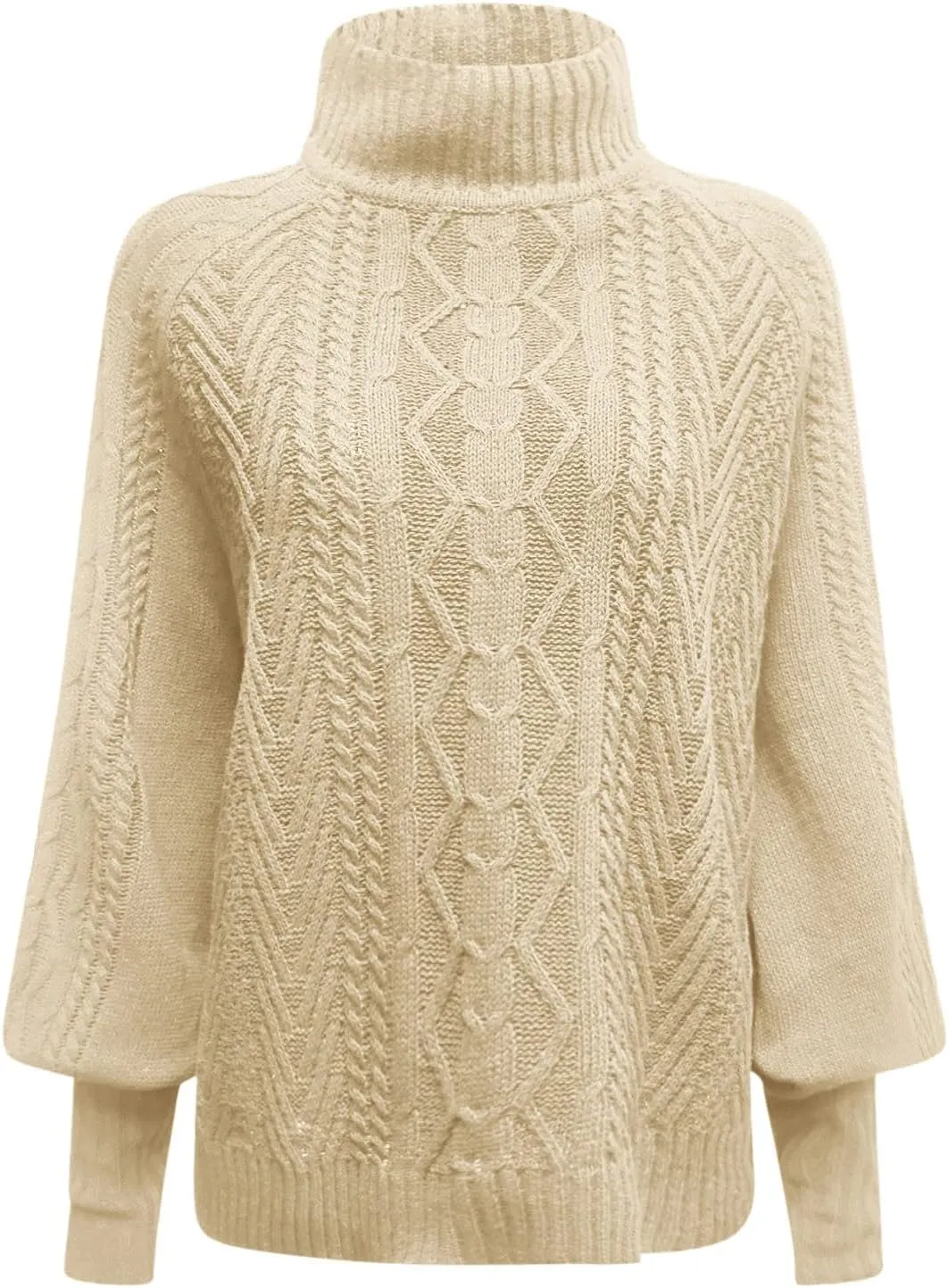 Ladies Mid Neck Sweater Loose Long Sleeve Knit Solid Color Sweater Pullover Top Chunky Sweaters Pullover
