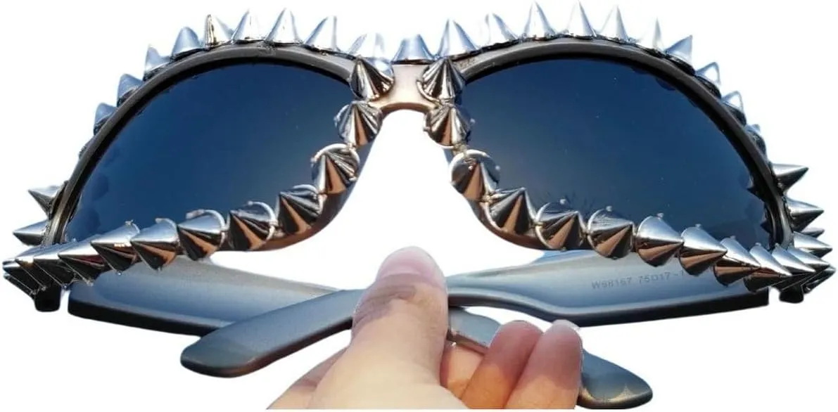 laureles Fashion Tassel Rhinestone Cat Eye Sunglasses Women Vintage Driving Punk Rivet Y2K Sun Glasses Men