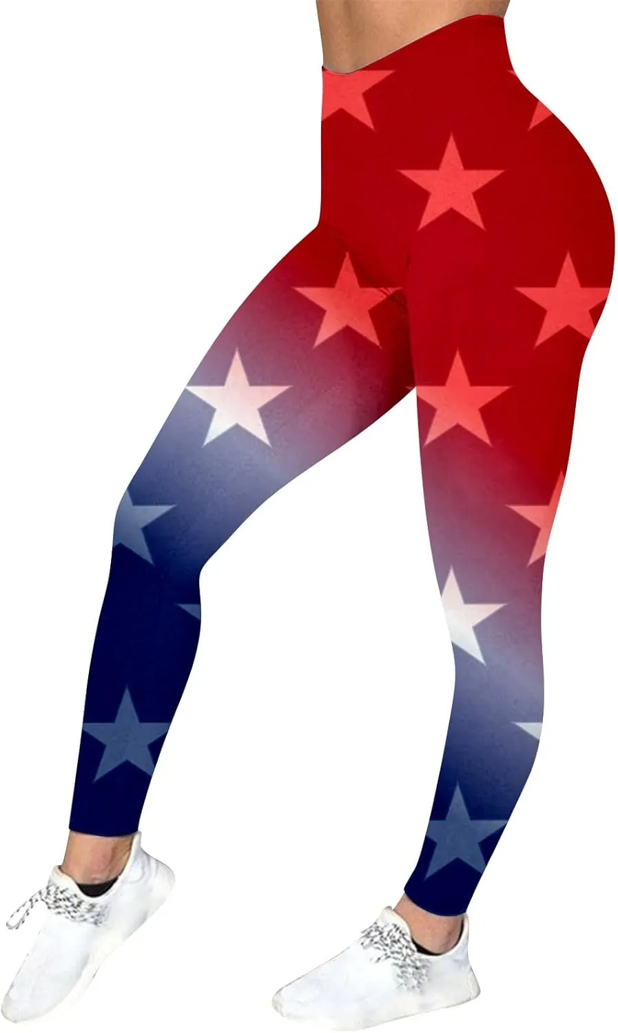 LCMTWX Capri Leggings for Women 2024 for Women Fourth of July American Flag Patterned Compression Tights High Waisted