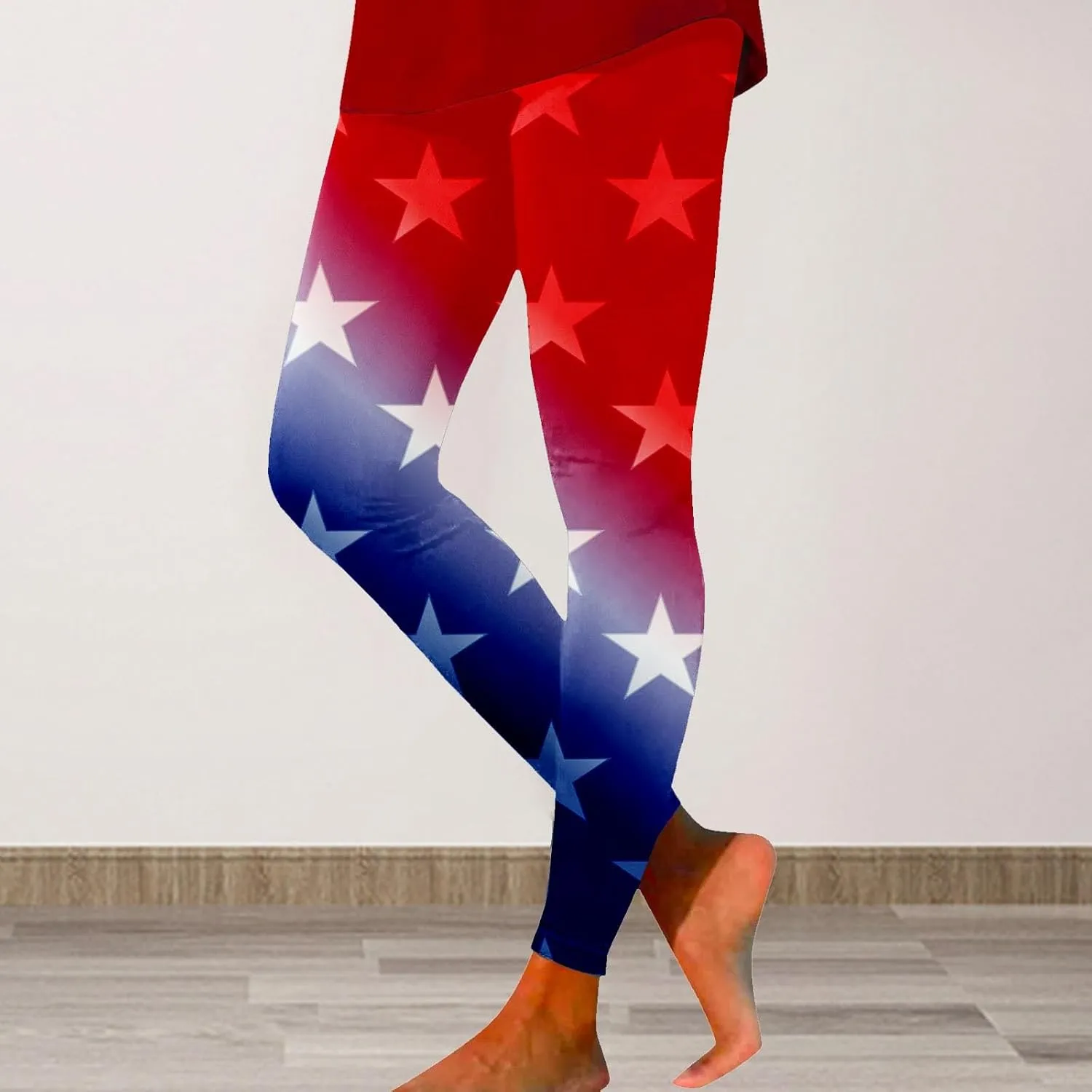 LCMTWX Capri Leggings for Women 2024 for Women Fourth of July American Flag Patterned Compression Tights High Waisted