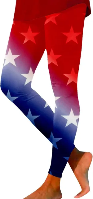 LCMTWX Capri Leggings for Women 2024 for Women Fourth of July American Flag Patterned Compression Tights High Waisted