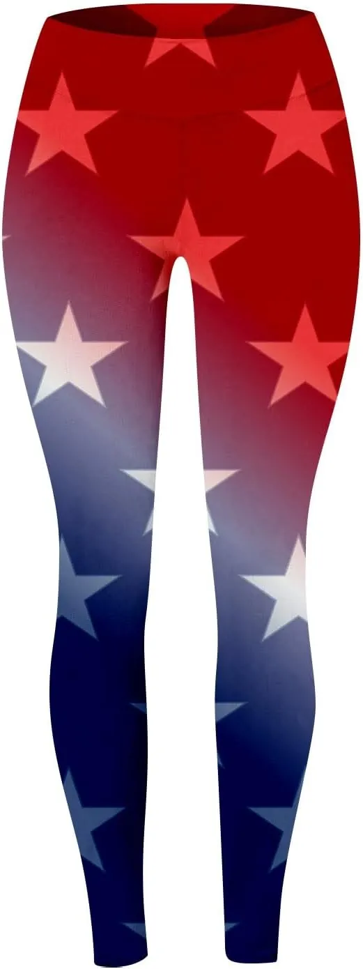 LCMTWX Capri Leggings for Women 2024 for Women Fourth of July American Flag Patterned Compression Tights High Waisted
