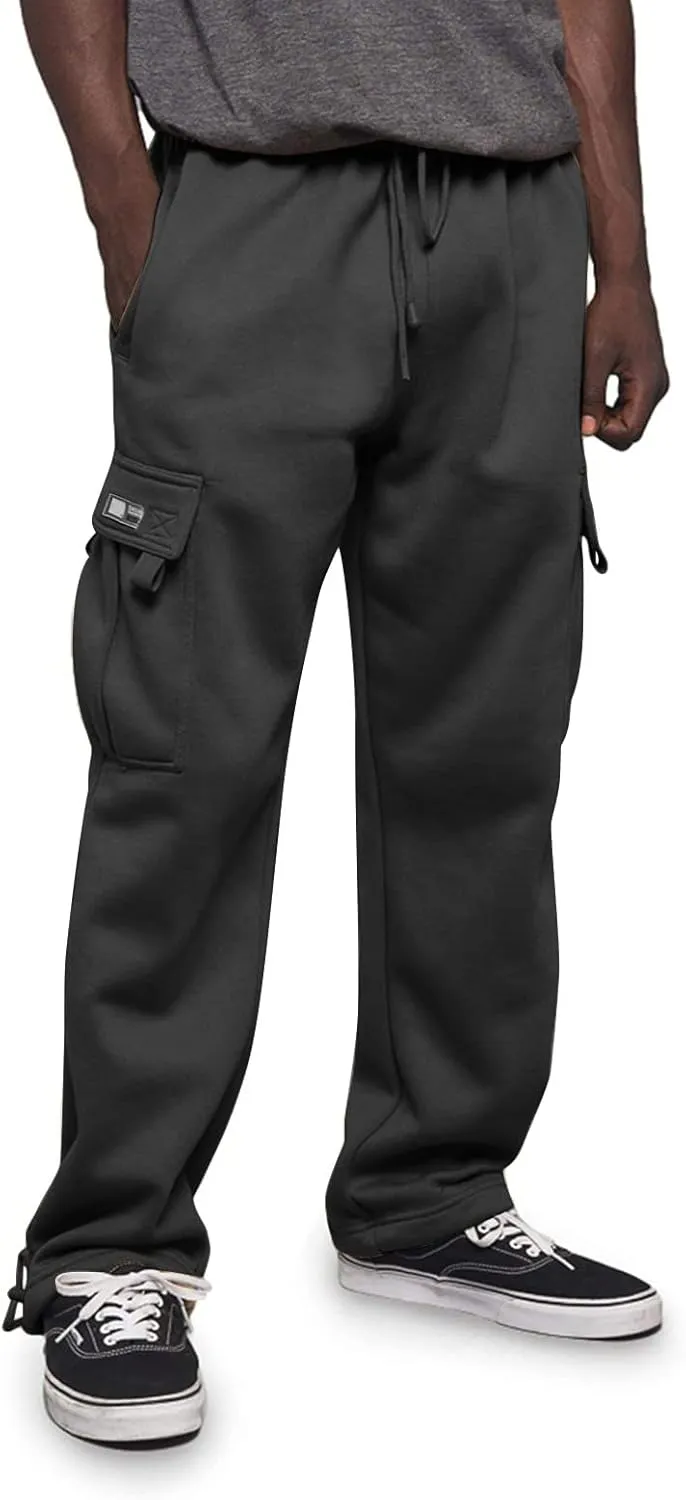 LCMTWX Cargo Pants for Men Sports Pants with Zipper Trousers Casual Overalls Men's Pants Fleece Active Tech Joggers