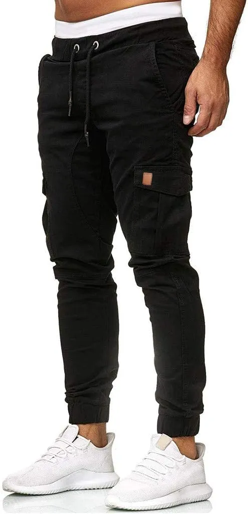 LCMTWX Mens Hiking Pants Elastic Casual Sport Joggings Solid Sweatpants Pockets Men's Casual Pants Men Joggers Mens Joggers