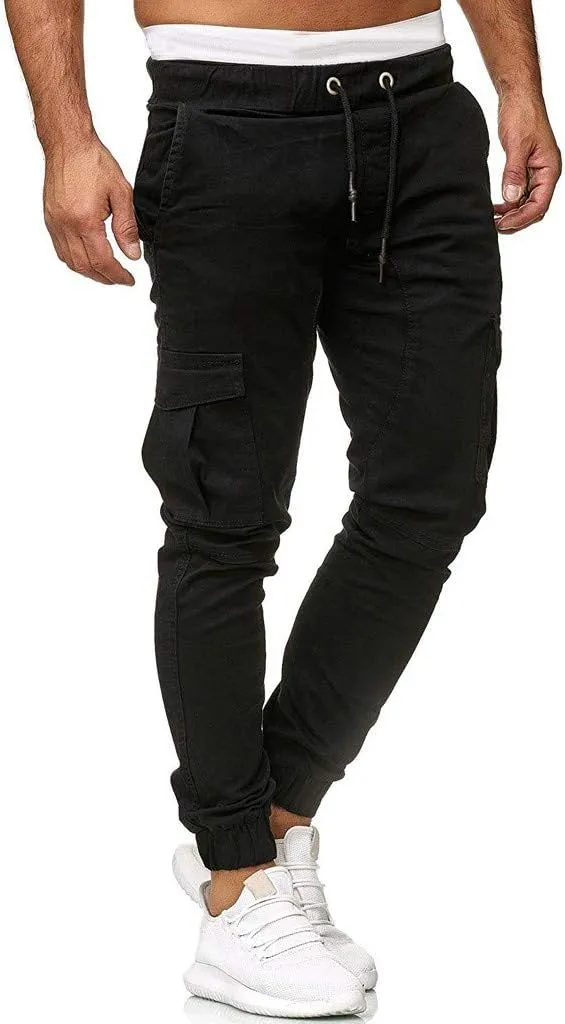 LCMTWX Mens Hiking Pants Elastic Casual Sport Joggings Solid Sweatpants Pockets Men's Casual Pants Men Joggers Mens Joggers