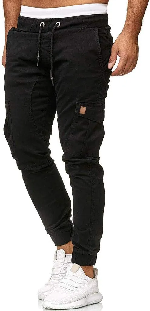 LCMTWX Mens Hiking Pants Elastic Casual Sport Joggings Solid Sweatpants Pockets Men's Casual Pants Men Joggers Mens Joggers