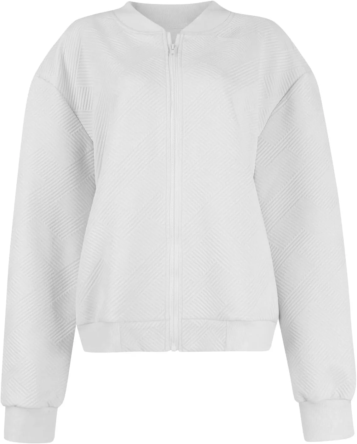 Lightweight Jacket Women Full Zip Bomber Jacket Soft Long Sleeve Zip Up Outwear Crew Neck Sweatshirt Coat Dressy Casual