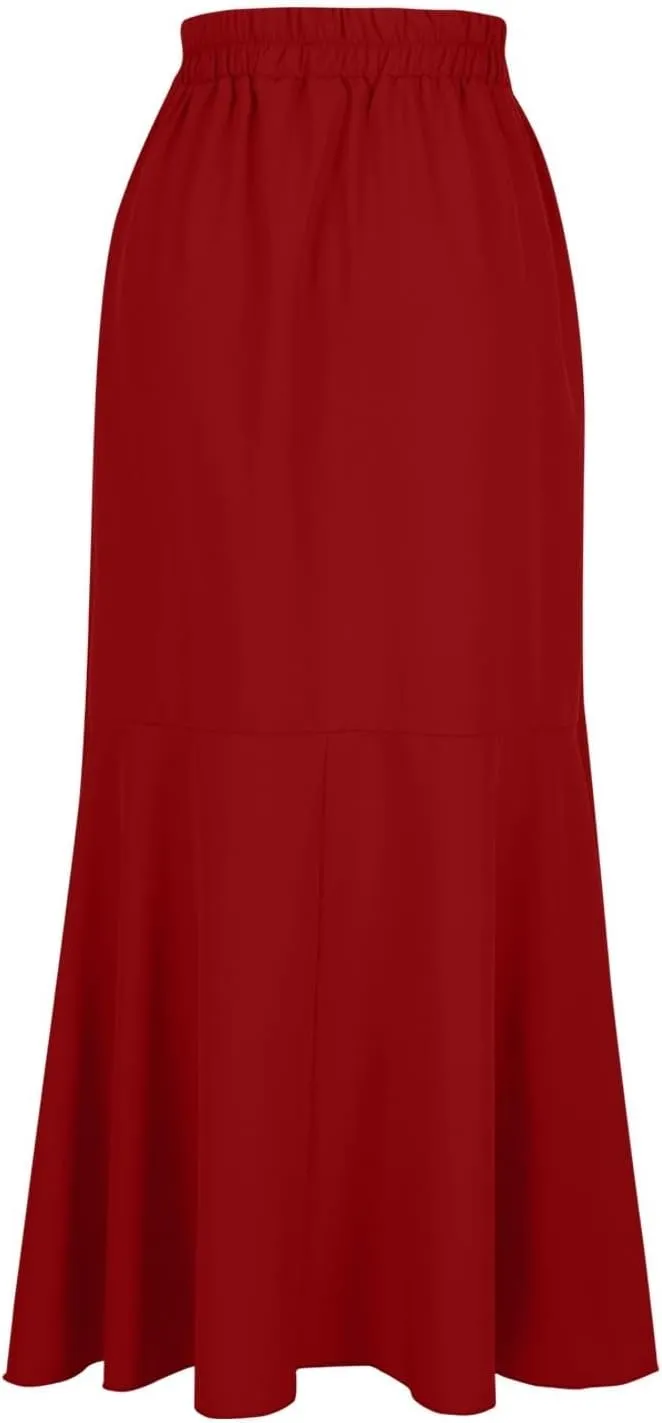 Long Skirts for Women Elegant Flowy High Waisted Wrap Skirt Side Tie Summer Casual Asymmetrical Maxi Skirt with Slit
