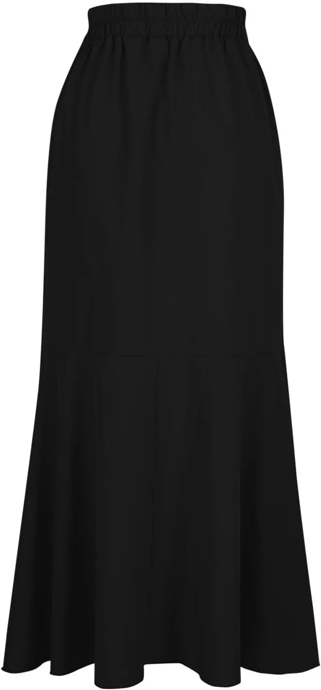 Long Skirts for Women Elegant Flowy High Waisted Wrap Skirt Side Tie Summer Casual Asymmetrical Maxi Skirt with Slit
