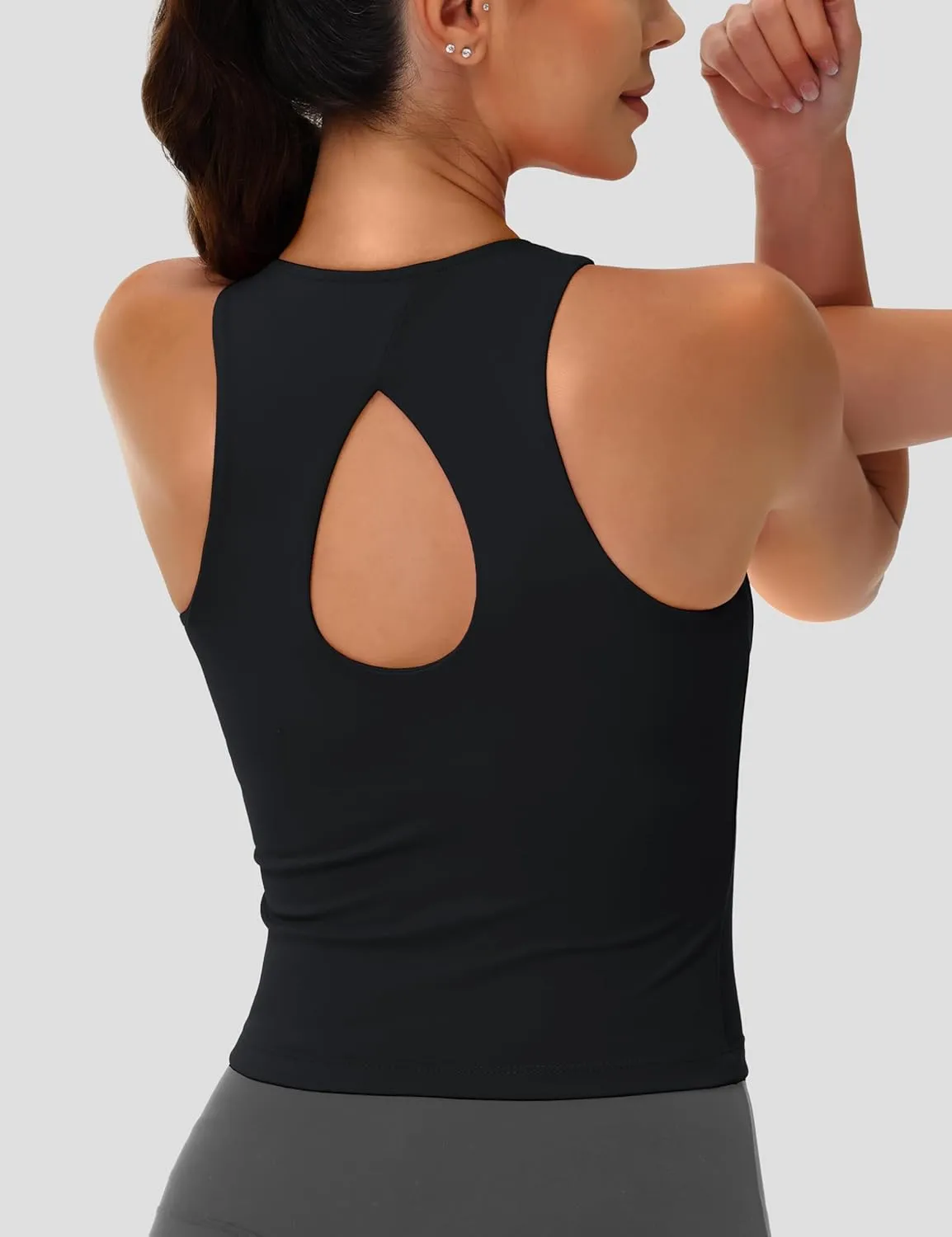 MAGCOMSEN Women's Workout Tank Tops with Built in Bra Athletic Racerback Support Tanks Padded Fitted Yoga Crop Gym Activewear