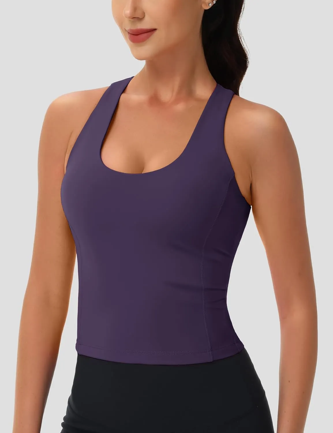 MAGCOMSEN Women's Workout Tank Tops with Built in Bra Athletic Racerback Support Tanks Padded Fitted Yoga Crop Gym Activewear