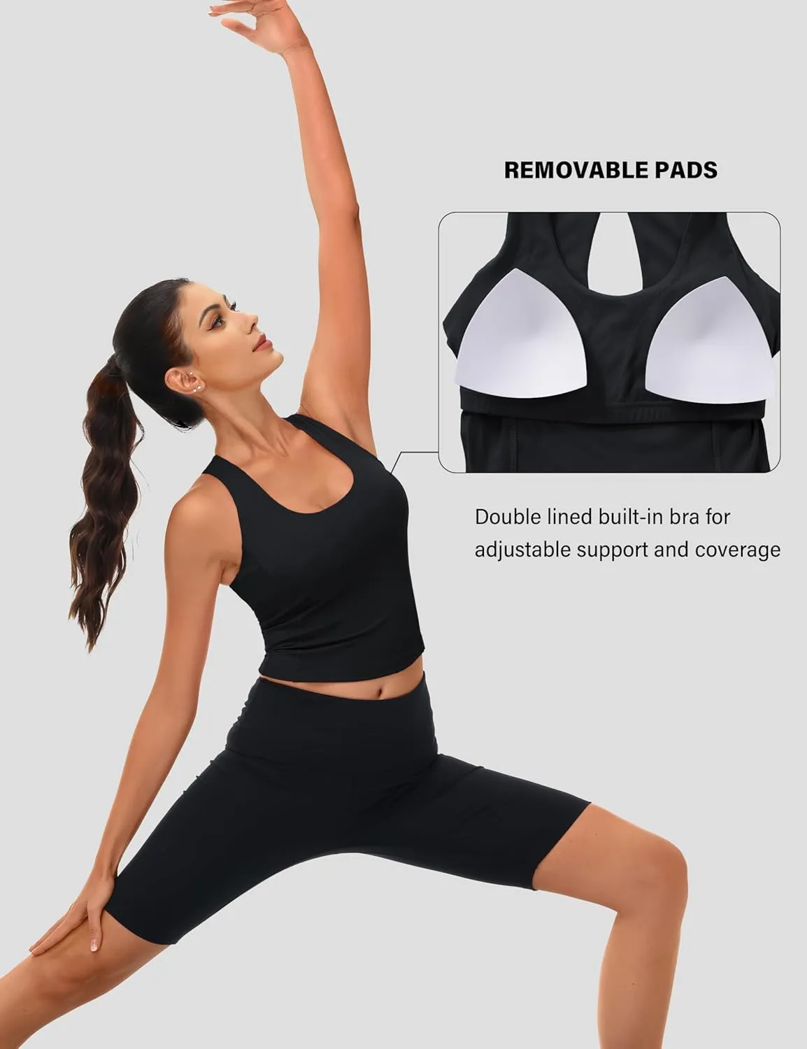 MAGCOMSEN Women's Workout Tank Tops with Built in Bra Athletic Racerback Support Tanks Padded Fitted Yoga Crop Gym Activewear