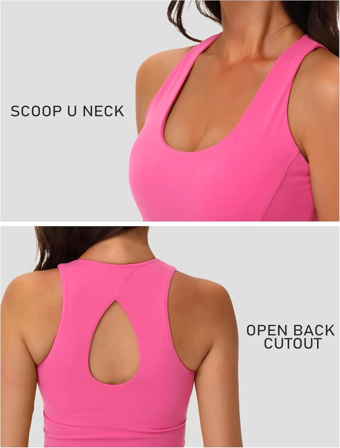 MAGCOMSEN Women's Workout Tank Tops with Built in Bra Athletic Racerback Support Tanks Padded Fitted Yoga Crop Gym Activewear