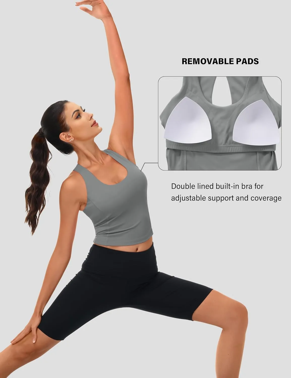 MAGCOMSEN Women's Workout Tank Tops with Built in Bra Athletic Racerback Support Tanks Padded Fitted Yoga Crop Gym Activewear