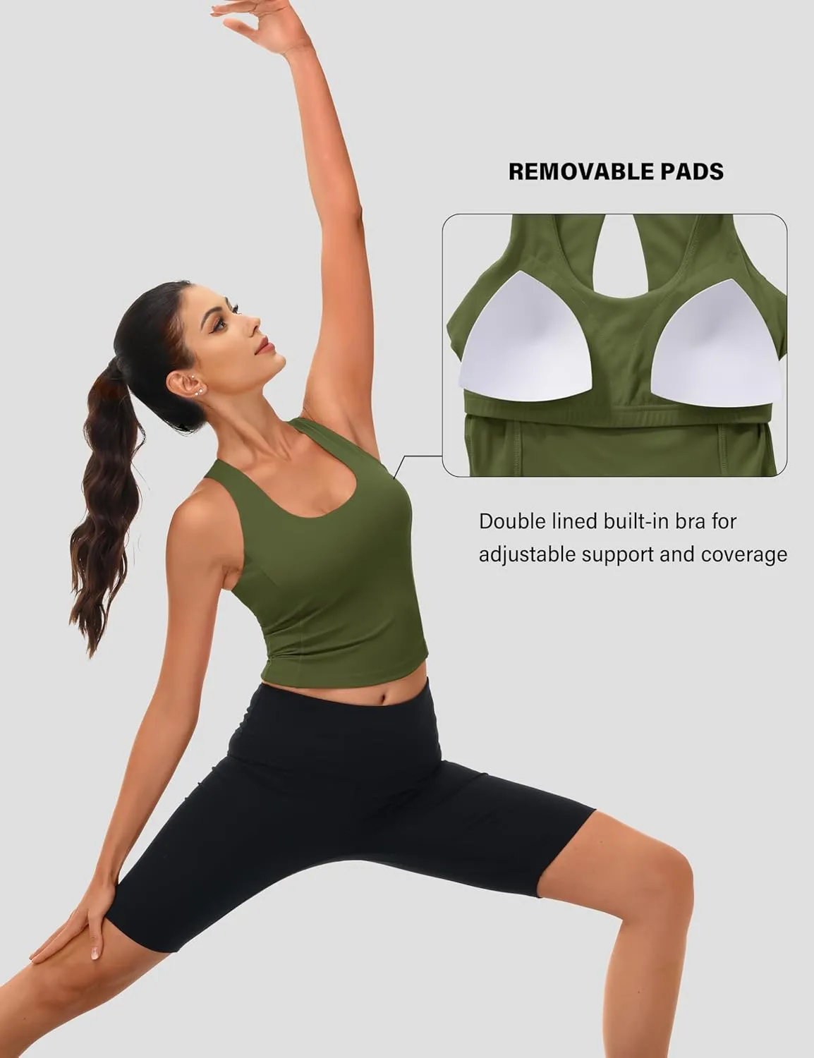 MAGCOMSEN Women's Workout Tank Tops with Built in Bra Athletic Racerback Support Tanks Padded Fitted Yoga Crop Gym Activewear