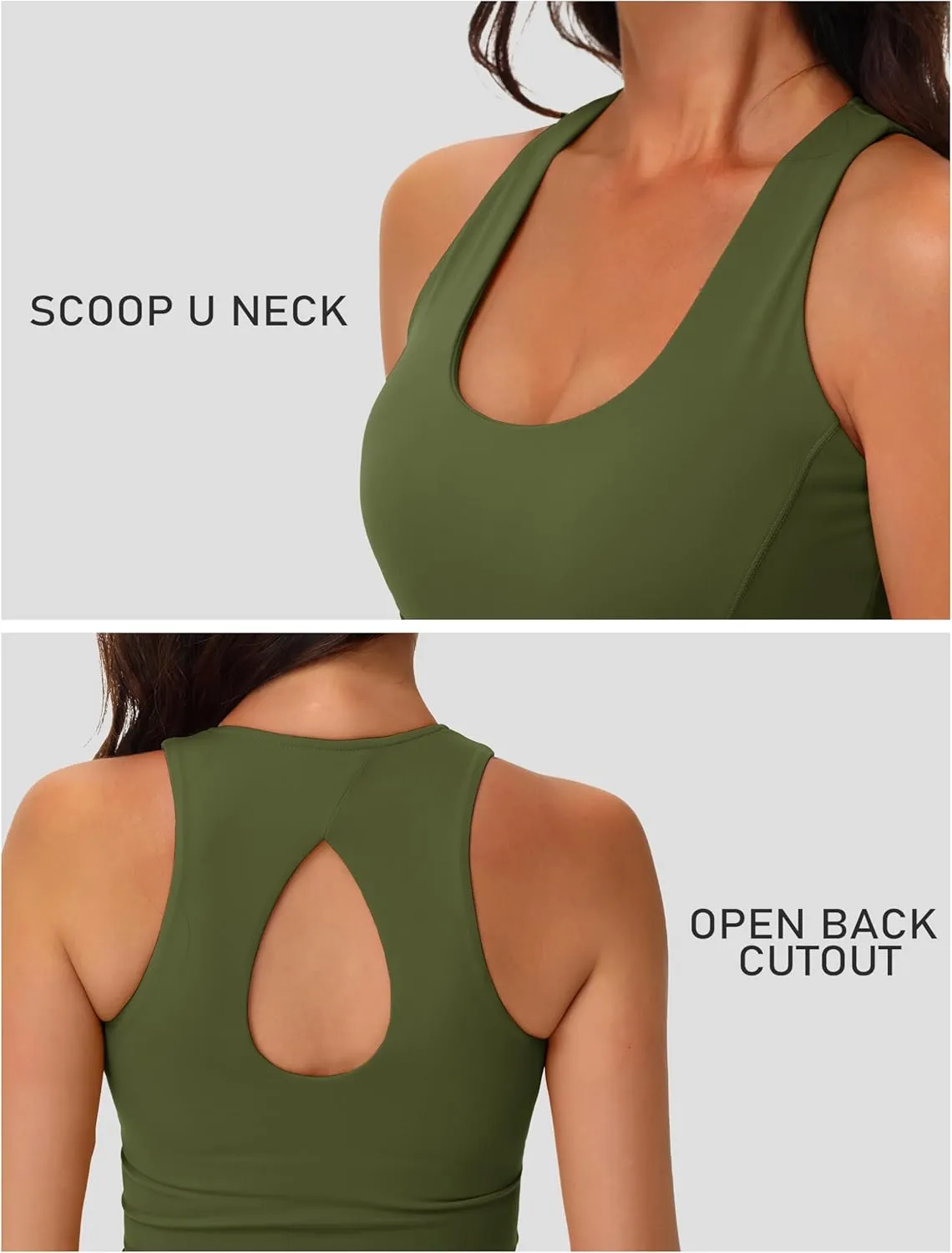 MAGCOMSEN Women's Workout Tank Tops with Built in Bra Athletic Racerback Support Tanks Padded Fitted Yoga Crop Gym Activewear