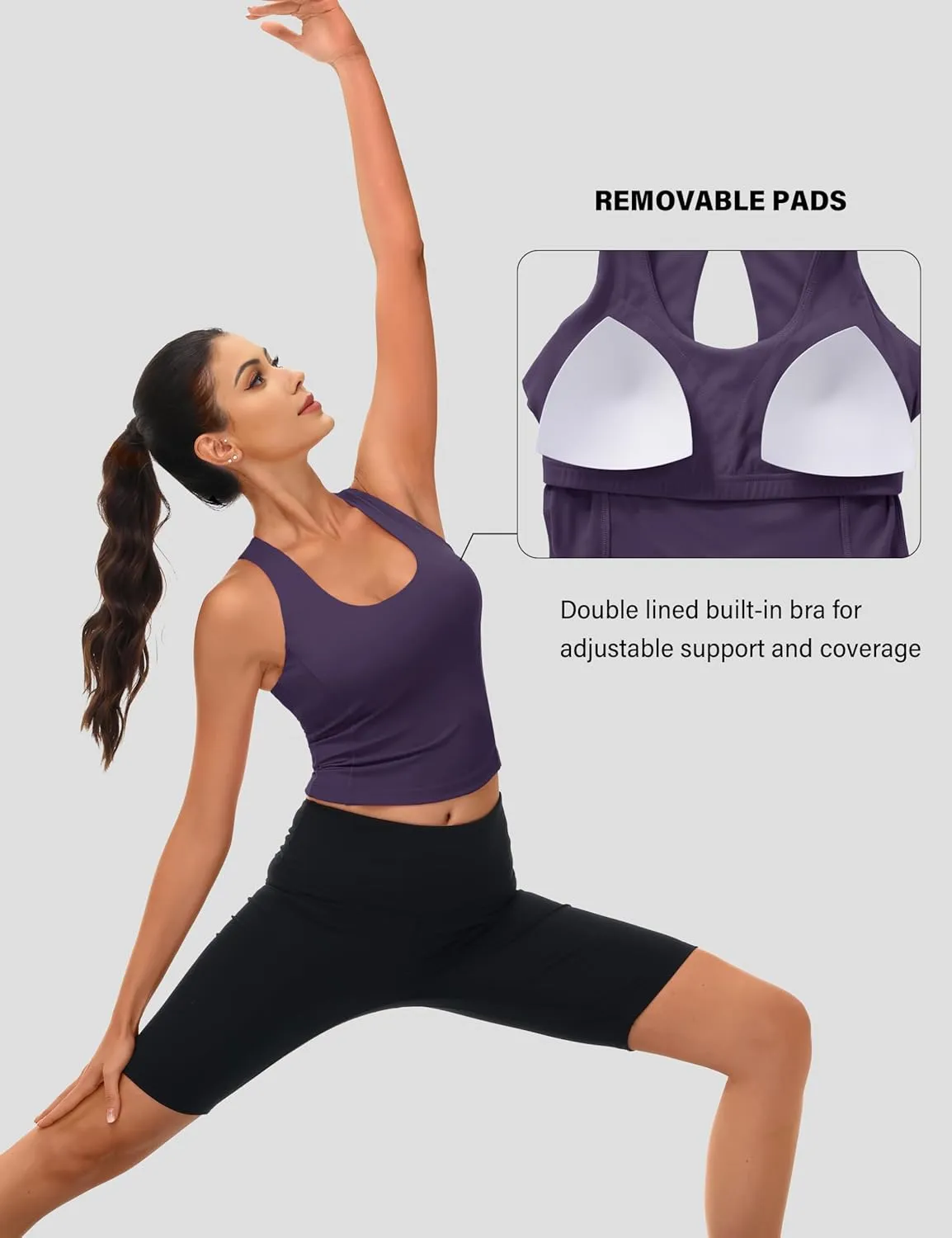 MAGCOMSEN Women's Workout Tank Tops with Built in Bra Athletic Racerback Support Tanks Padded Fitted Yoga Crop Gym Activewear