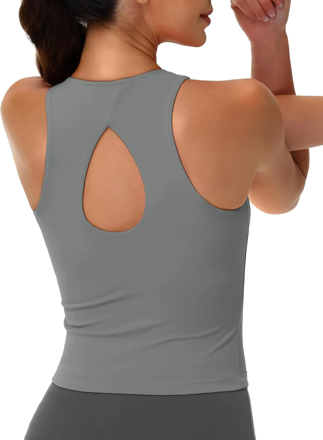 MAGCOMSEN Women's Workout Tank Tops with Built in Bra Athletic Racerback Support Tanks Padded Fitted Yoga Crop Gym Activewear