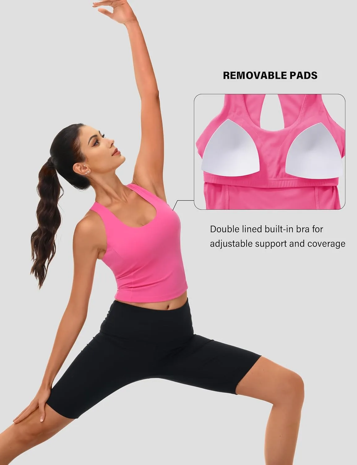 MAGCOMSEN Women's Workout Tank Tops with Built in Bra Athletic Racerback Support Tanks Padded Fitted Yoga Crop Gym Activewear