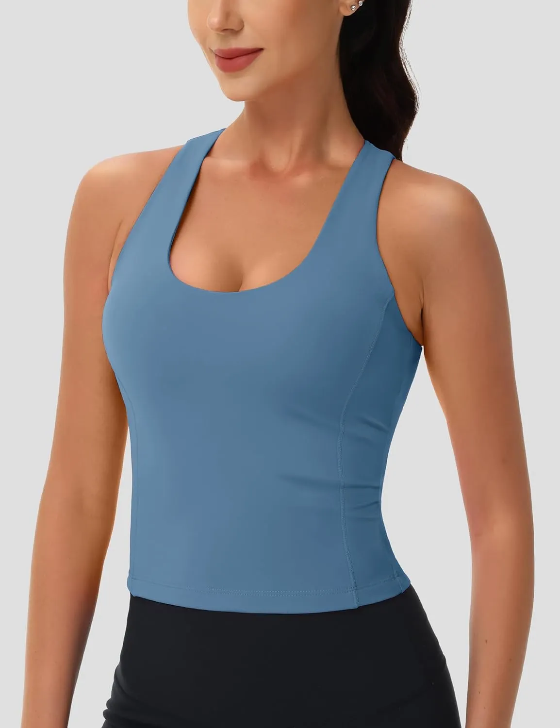 MAGCOMSEN Women's Workout Tank Tops with Built in Bra Athletic Racerback Support Tanks Padded Fitted Yoga Crop Gym Activewear