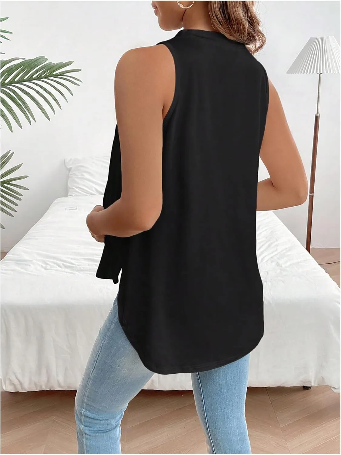 MakeMeChic Women's Maternity Tank Tops Crew Neck Sleeveless Split Hem Pregnancy Top