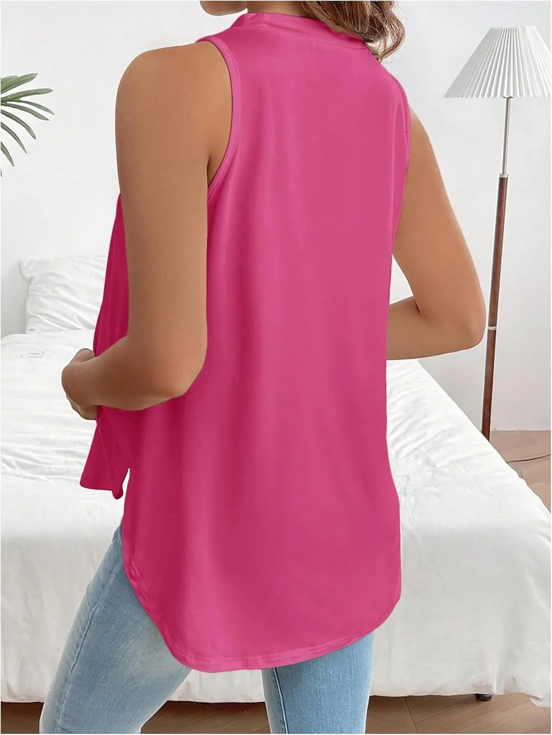 MakeMeChic Women's Maternity Tank Tops Crew Neck Sleeveless Split Hem Pregnancy Top