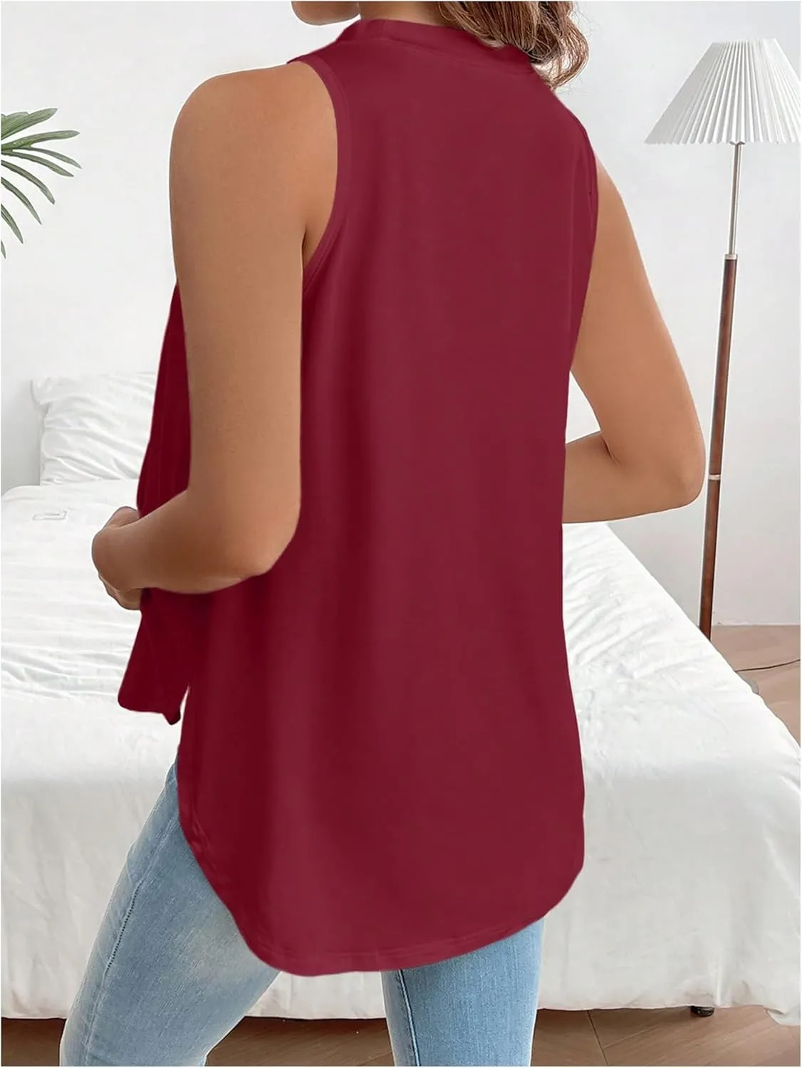 MakeMeChic Women's Maternity Tank Tops Crew Neck Sleeveless Split Hem Pregnancy Top