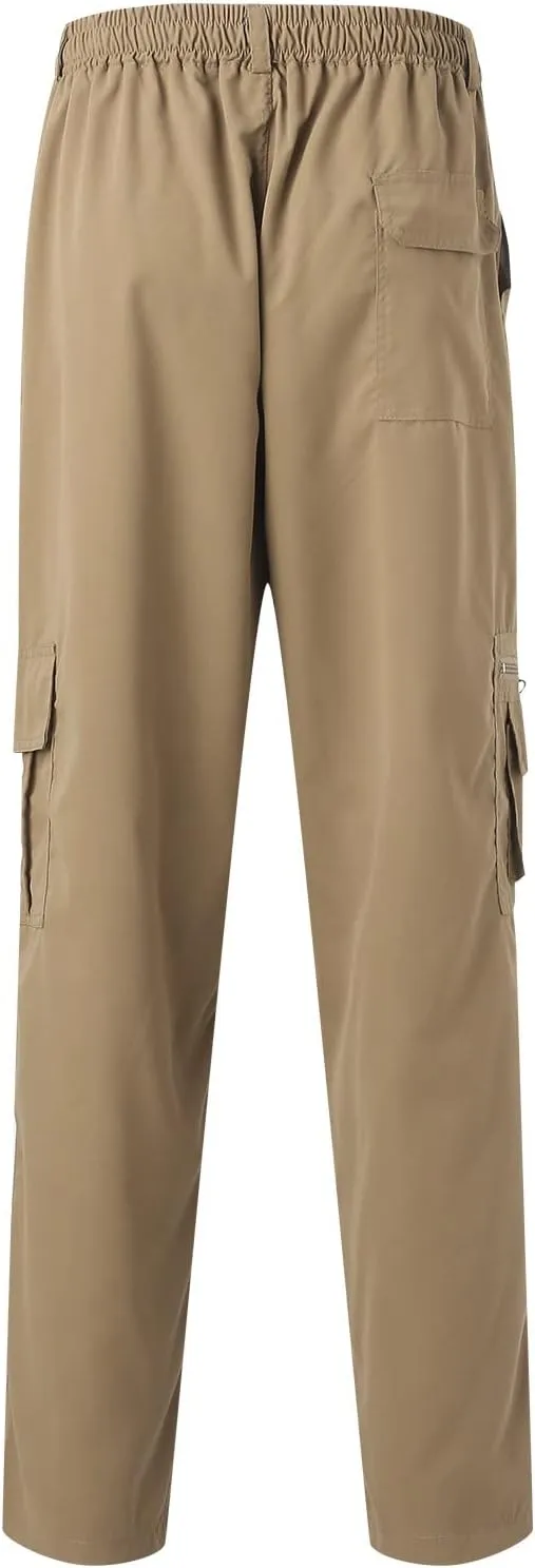 Male Versatile All Season Cargo Pants Multi Pocket Zip Button Hem Solid Color Plus Size Trousers for Men High