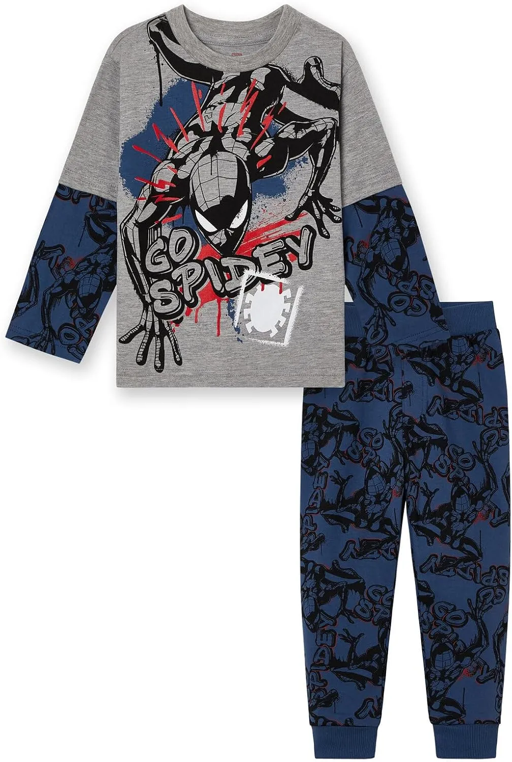 Marvel T-Shirt and Fleece Pants Outfit Set Toddler to Big Kid Sizes (2T - 14-16)