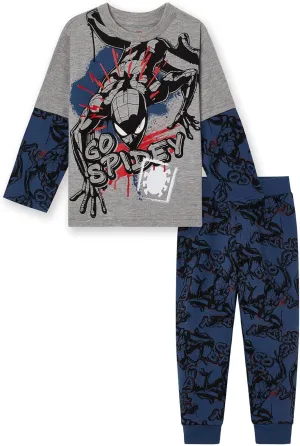 Marvel T-Shirt and Fleece Pants Outfit Set Toddler to Big Kid Sizes (2T - 14-16)