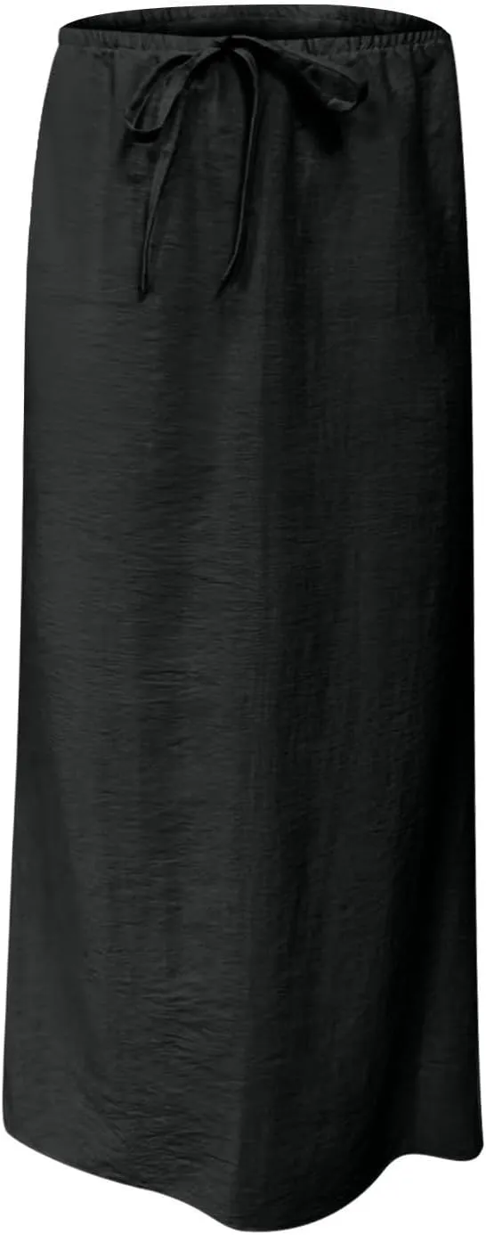 Maxi Skirts for Women Summer Design Cotton Linen Long Skirts Boho Casual Flowy Skirts Drawstring Waist A Line Skirts